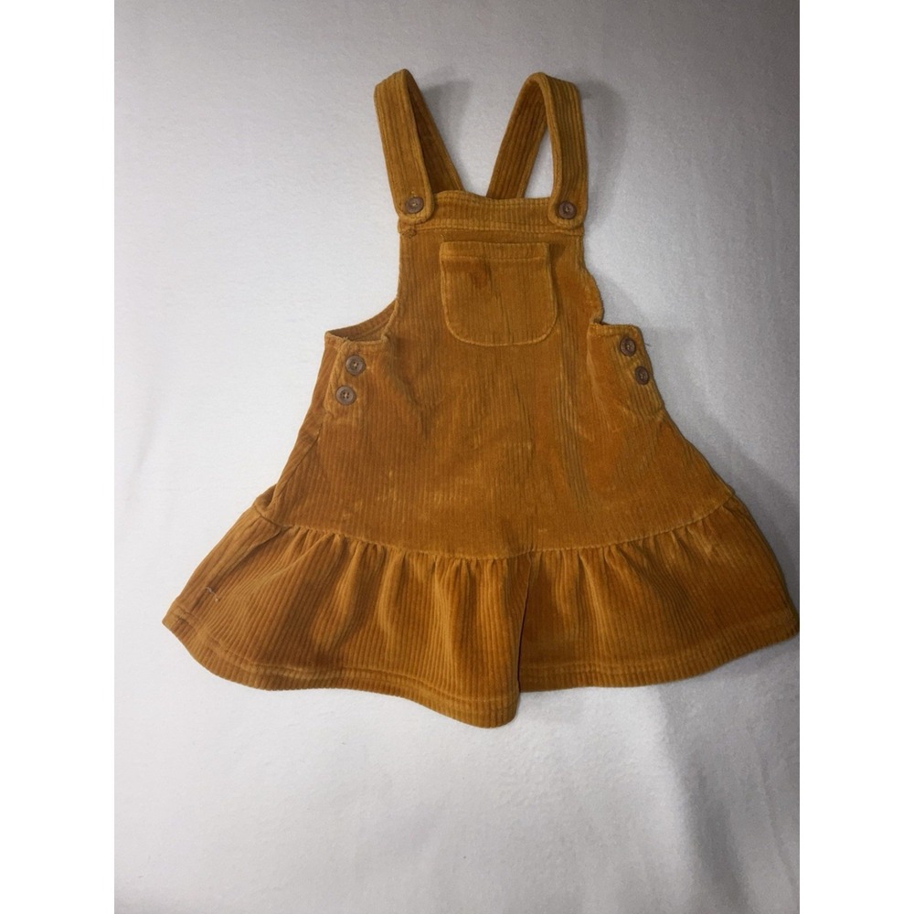 Tahari Toddler Yellow Corduroy Overall Jumper Dress 3T